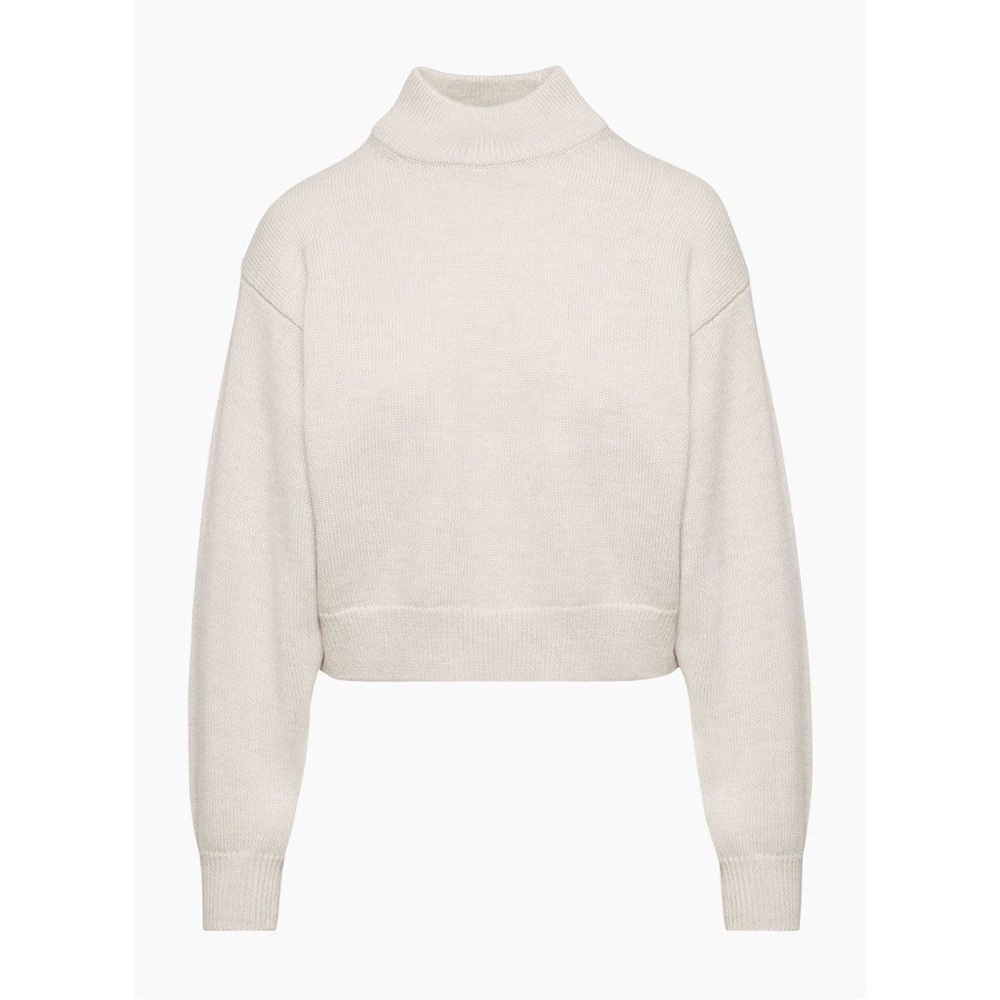 Aritzia Wilfred Free Harper Cropped Wool Sweater Mockneck